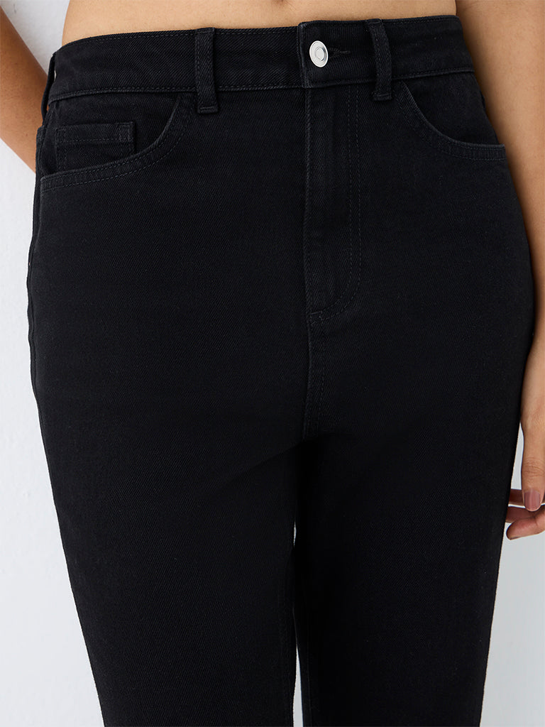 LOV Black-Wash High-Waist Relaxed Fit Jeans