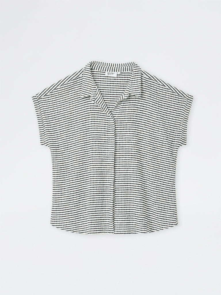 Gia Black and White Striped Shirt
