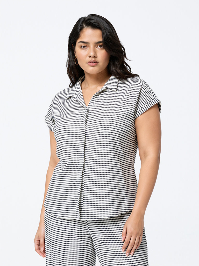 Gia Black and White Striped Shirt