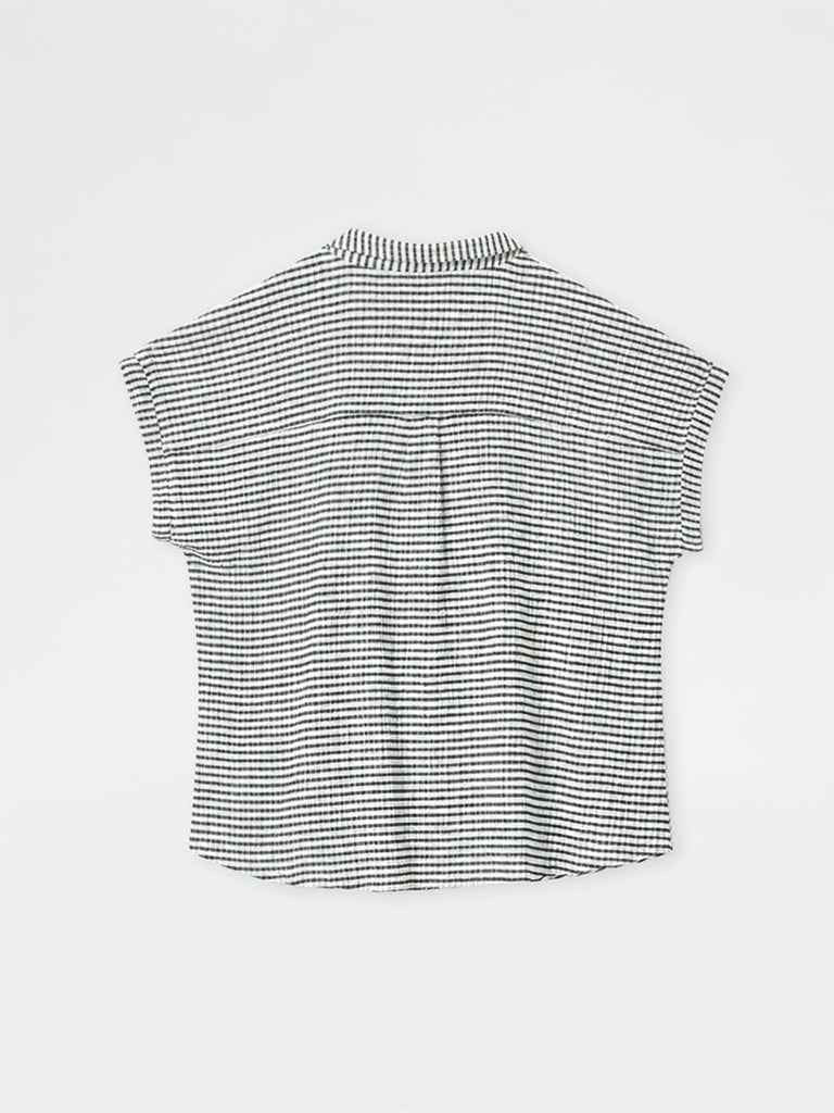 Gia Black and White Striped Shirt