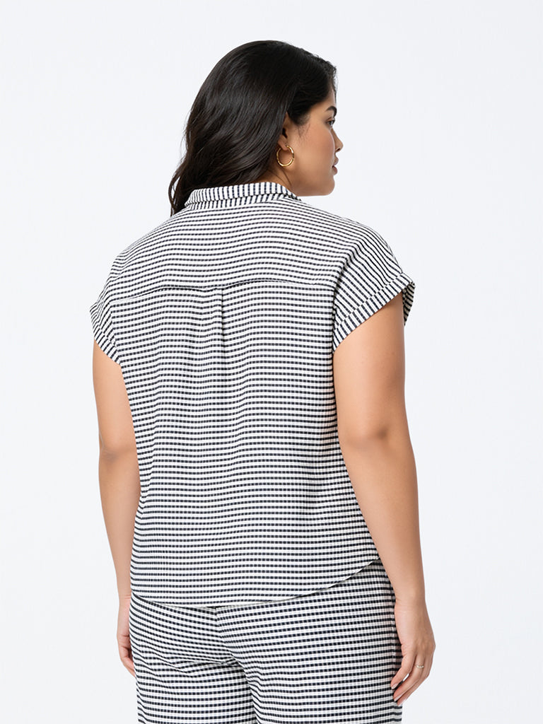 Gia Black and White Striped Shirt