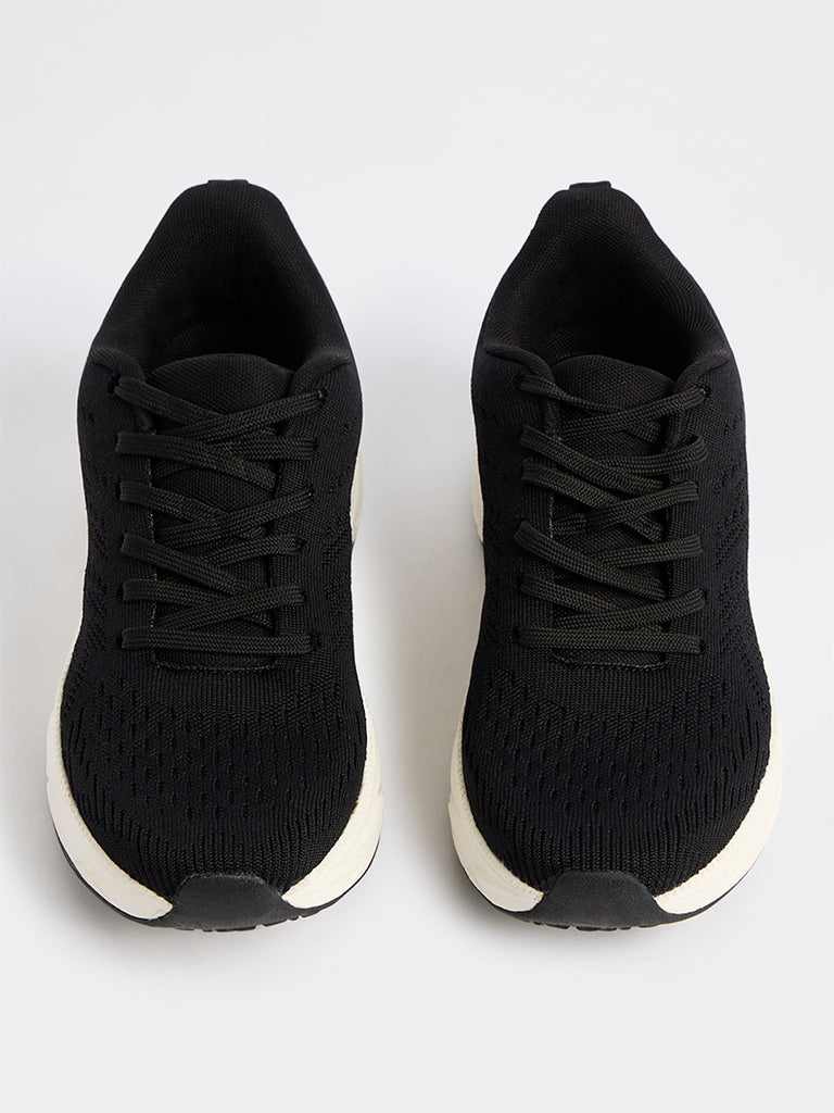 SOLEPLAY Black Knit-Textured Jogger Shoes