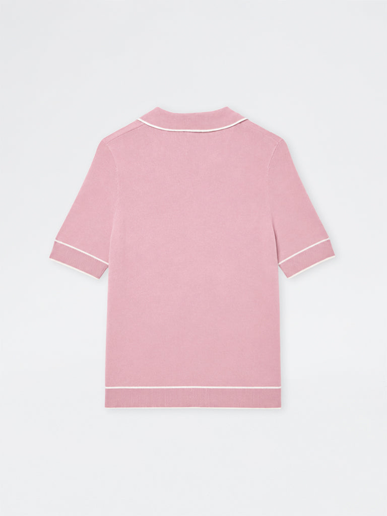 Gia Pink Contrast-Detail T-Shirt