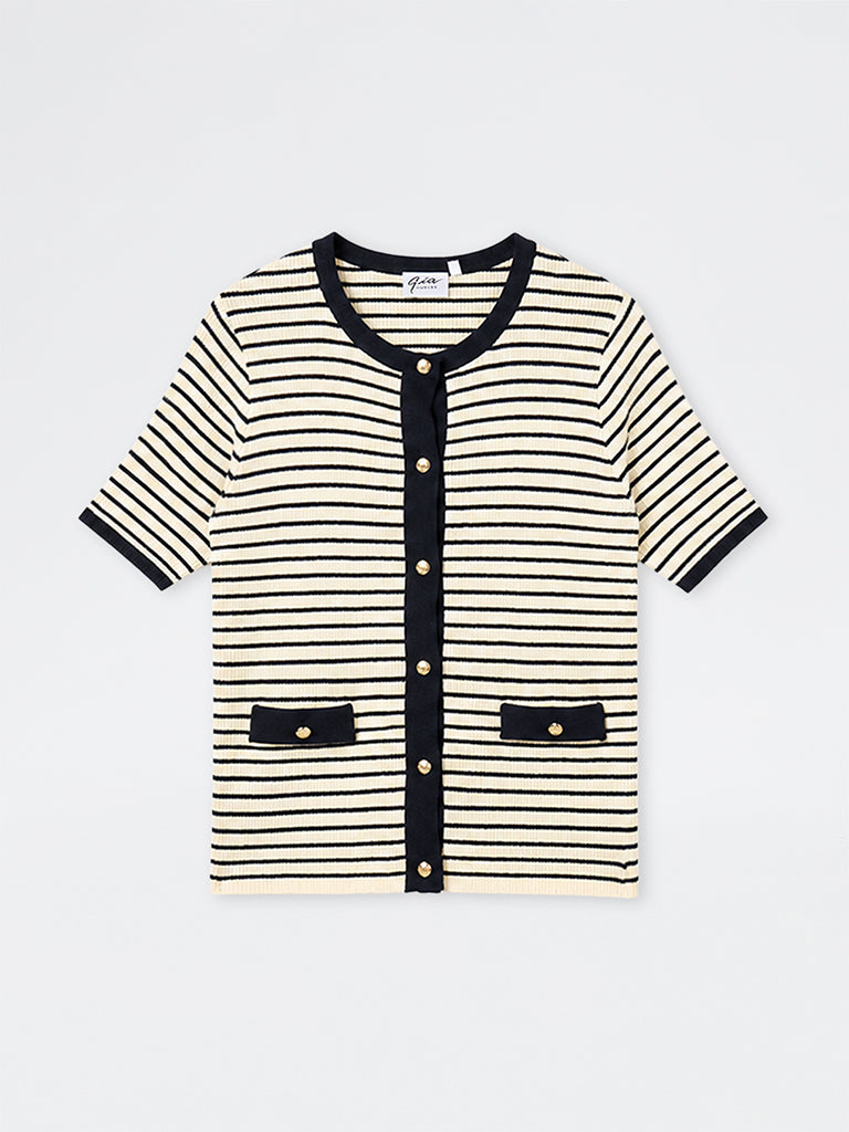 Gia Cream Striped Sweater