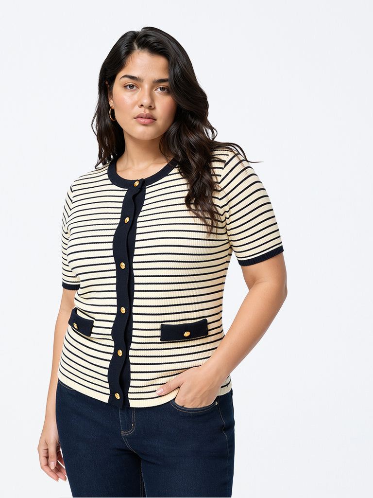Gia Cream Striped Sweater