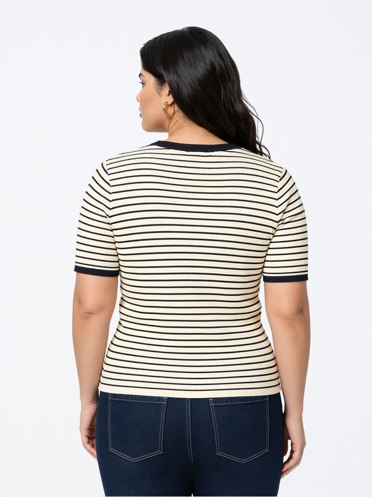 Gia Cream Striped Sweater