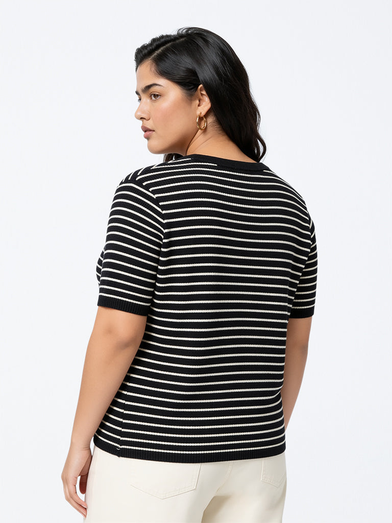 Gia Black Striped Sweater