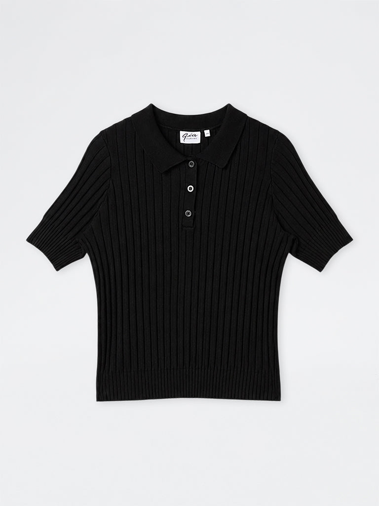 Gia Black Self-Striped Sweater
