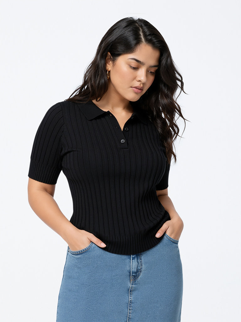 Gia Black Self-Striped Sweater