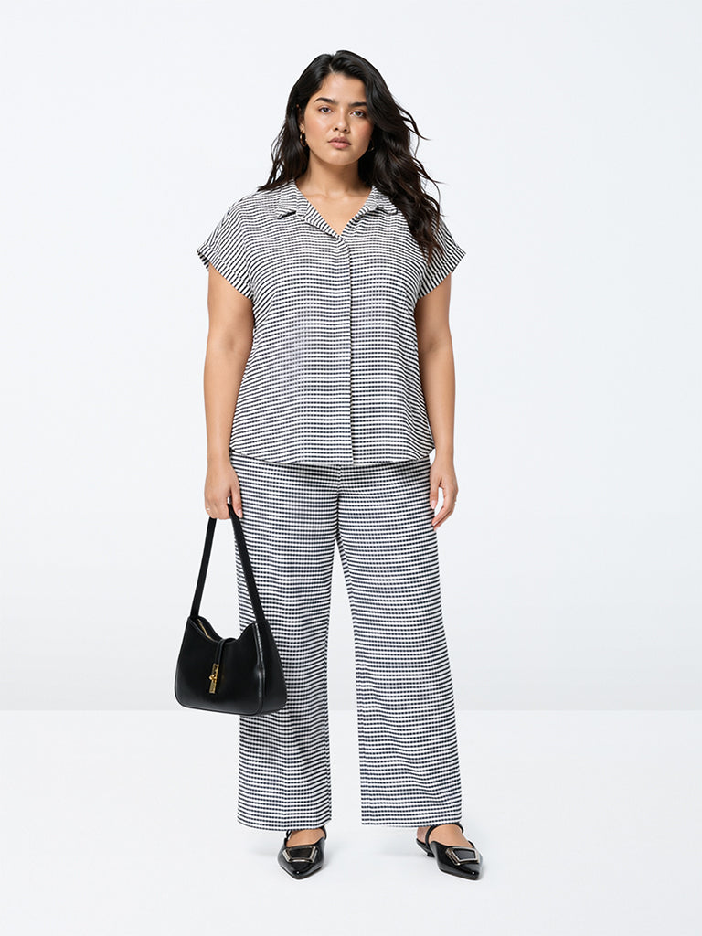 Gia Black and White Striped High-Rise Pants
