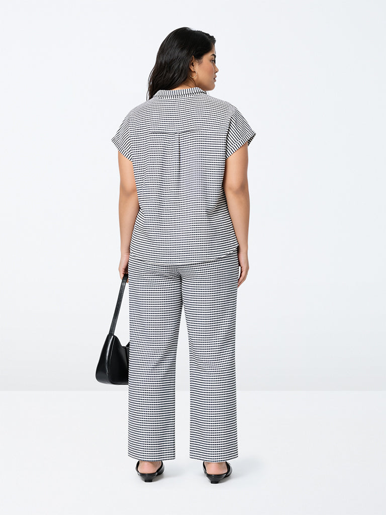 Gia Black and White Striped High-Rise Pants