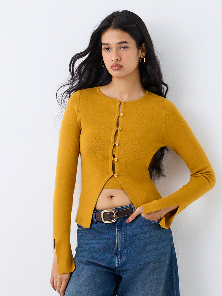 LOV Mustard Knitted Top with Cardigan Set