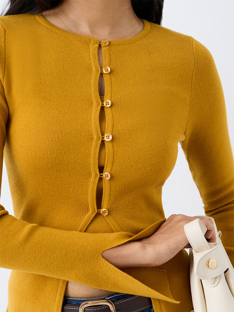 LOV Mustard Knitted Top with Cardigan Set