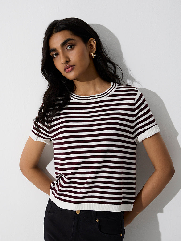 LOV Wine Striped T-Shirt