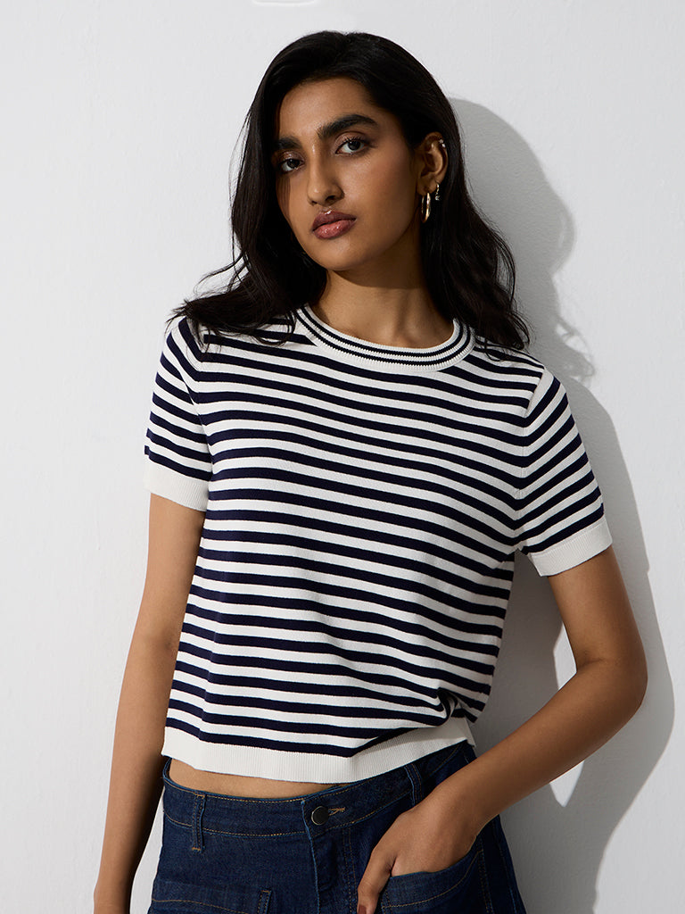 LOV Navy Striped T-Shirt