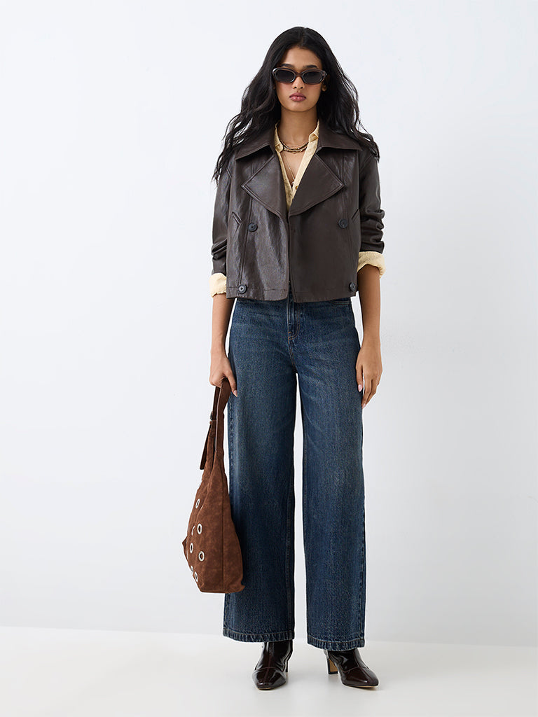LOV Dark Brown Faux-Leather Jacket