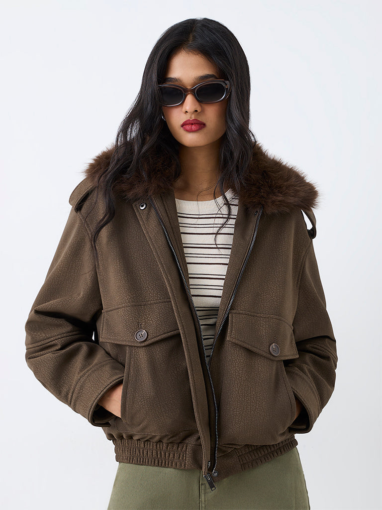 LOV Olive Faux-Fur Jacket