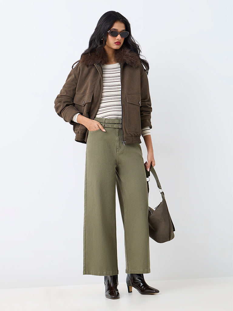 LOV Olive Faux-Fur Jacket