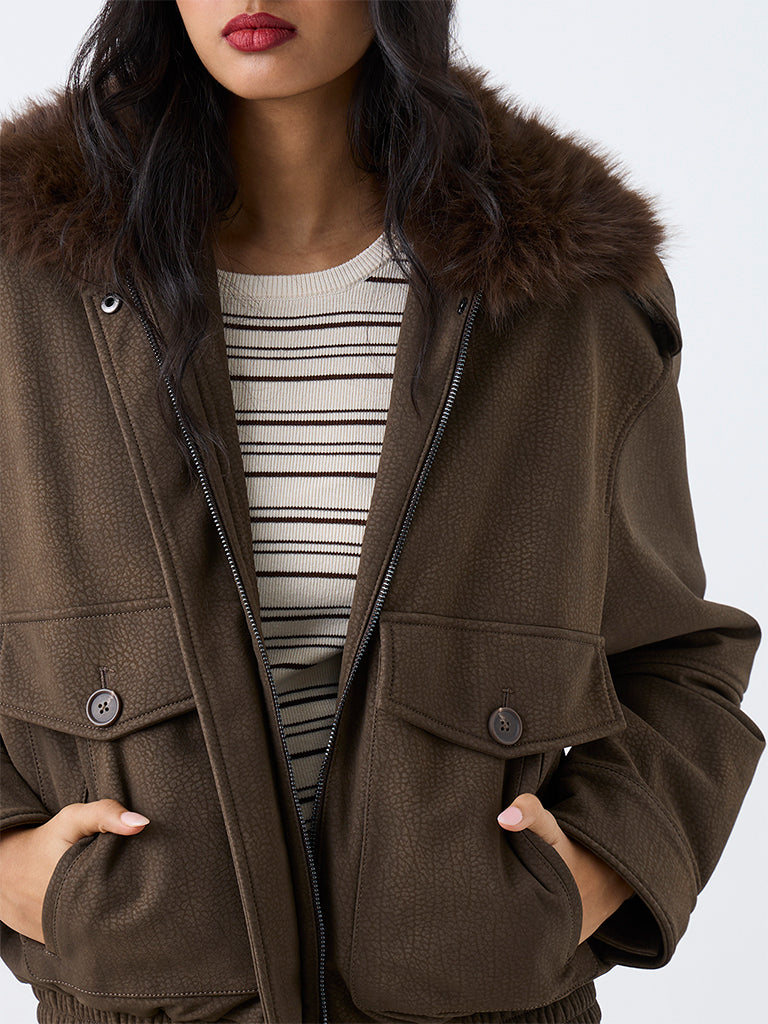 LOV Olive Faux-Fur Jacket