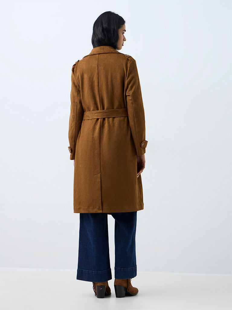 LOV Tan Longline Suede Jacket with Belt