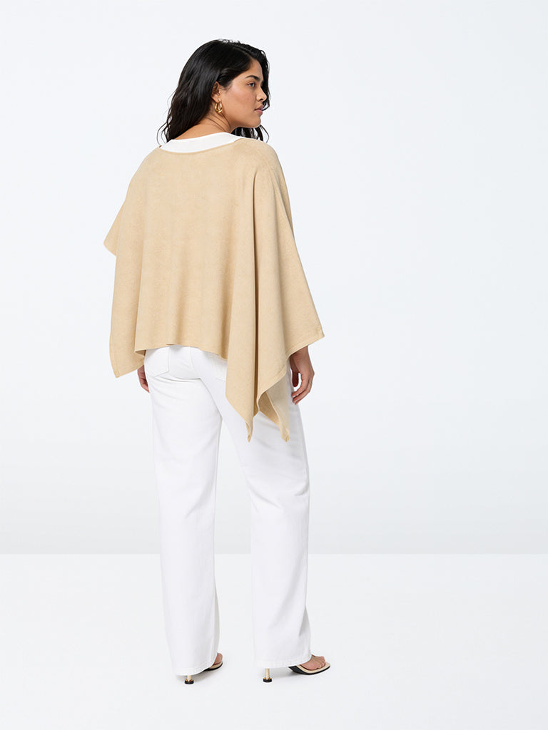Gia Gold Knitted Asymmetrical Cotton-Blend Top