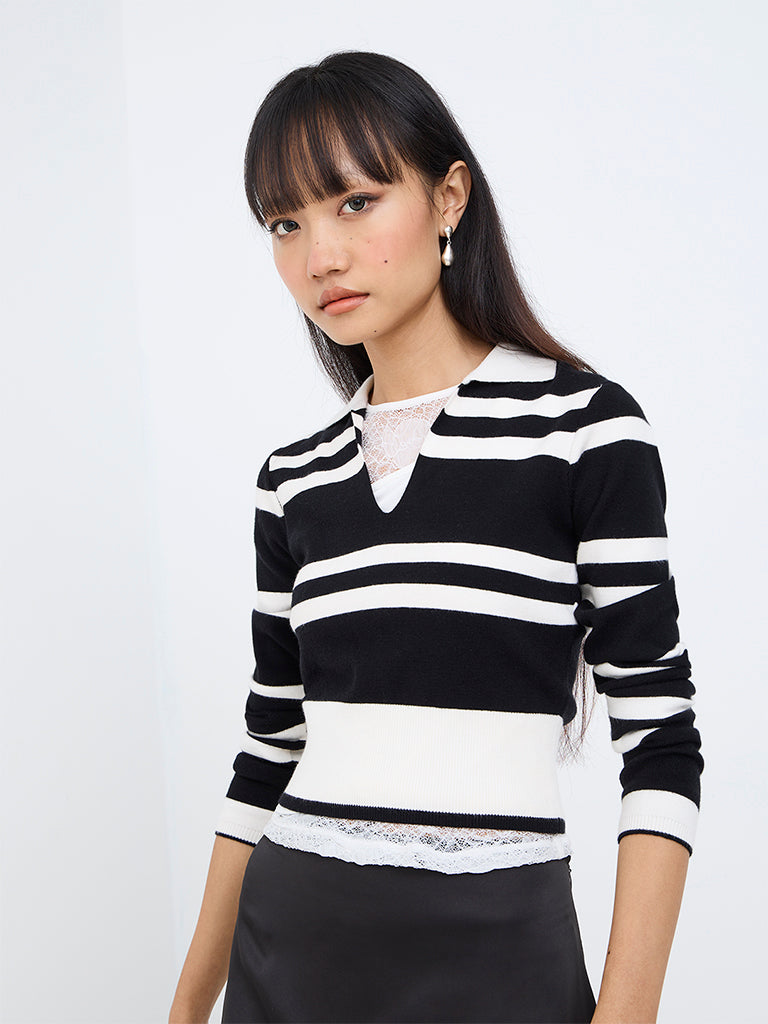 Nuon Black Striped Top