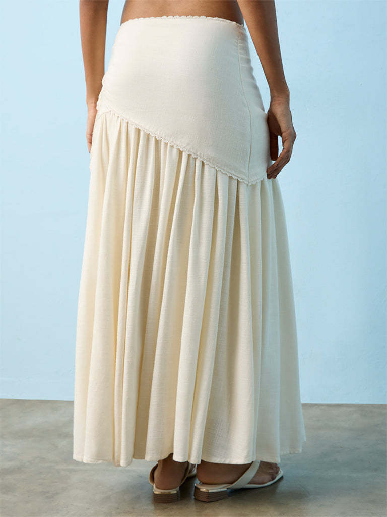 LOV  Light Beige Wrap Style High-Rise Skirt