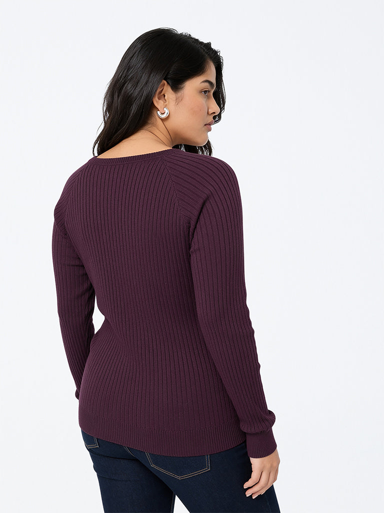 Gia Purple Rhinestone Embellished Knitted Sweater