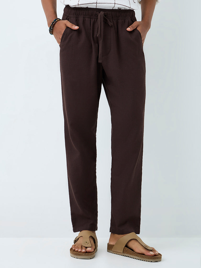 ETA Dark Brown Relaxed-Fit Mid-Rise Chinos