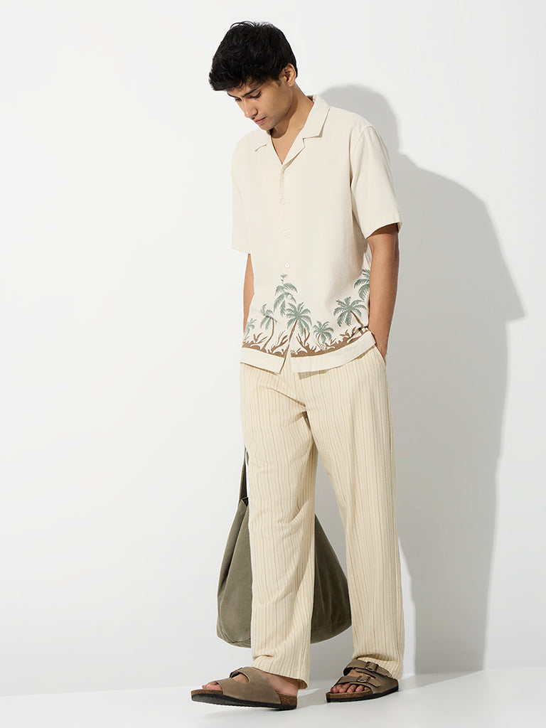 ETA Off-White Tropical Embroidered Relaxed-Fit Cotton Shirt