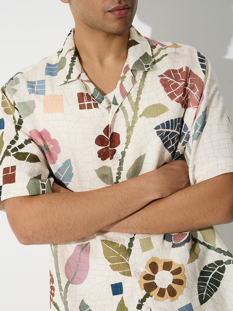 ETA Off-White Printed Relaxed-Fit Cotton-Blend Shirt