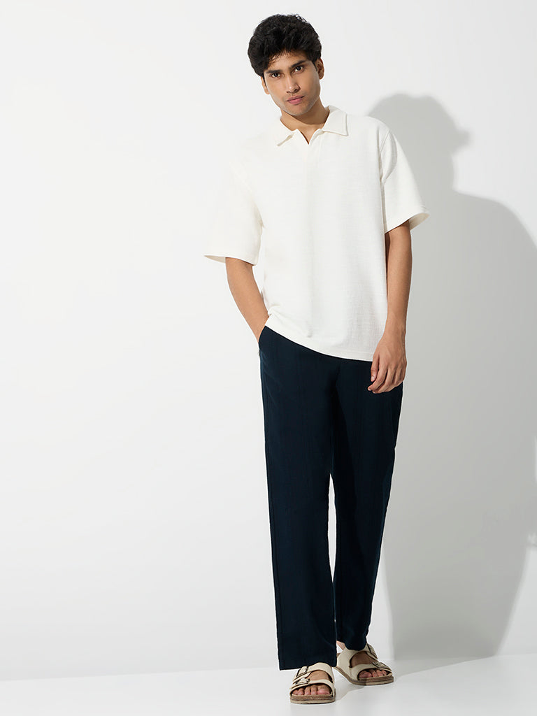ETA Off-White Textured Relaxed-Fit Cotton-Blend T-Shirt
