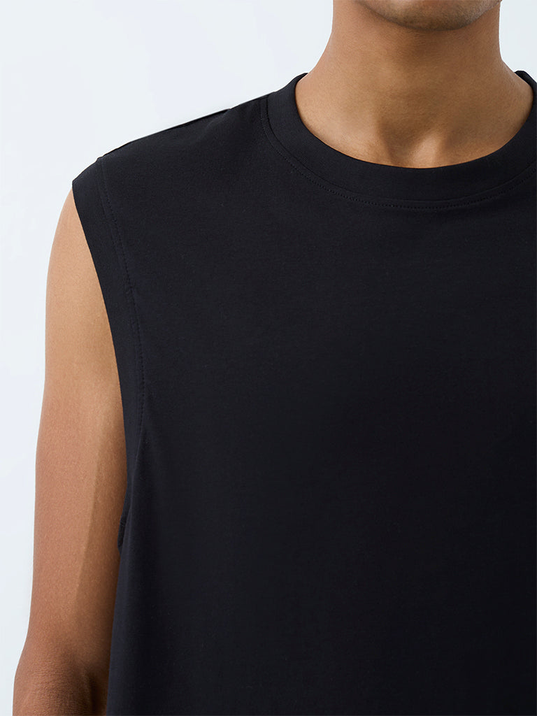 Nuon Black Relaxed-Fit Cotton T-Shirt