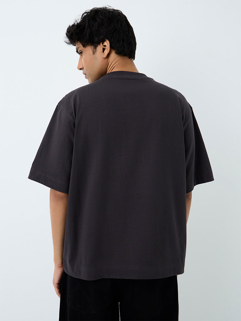 Nuon Charcoal Graphic Printed Relaxed-Fit Cotton T-Shirt