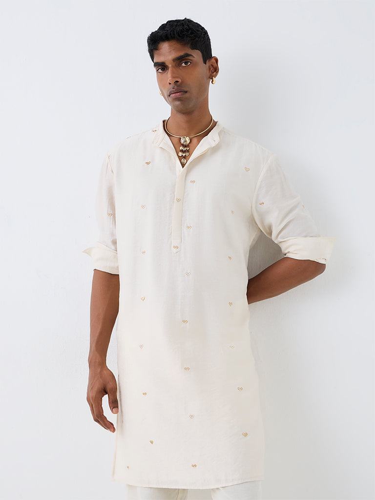 Kala by ETA Off-White Embroidered Relaxed-Fit Kurta