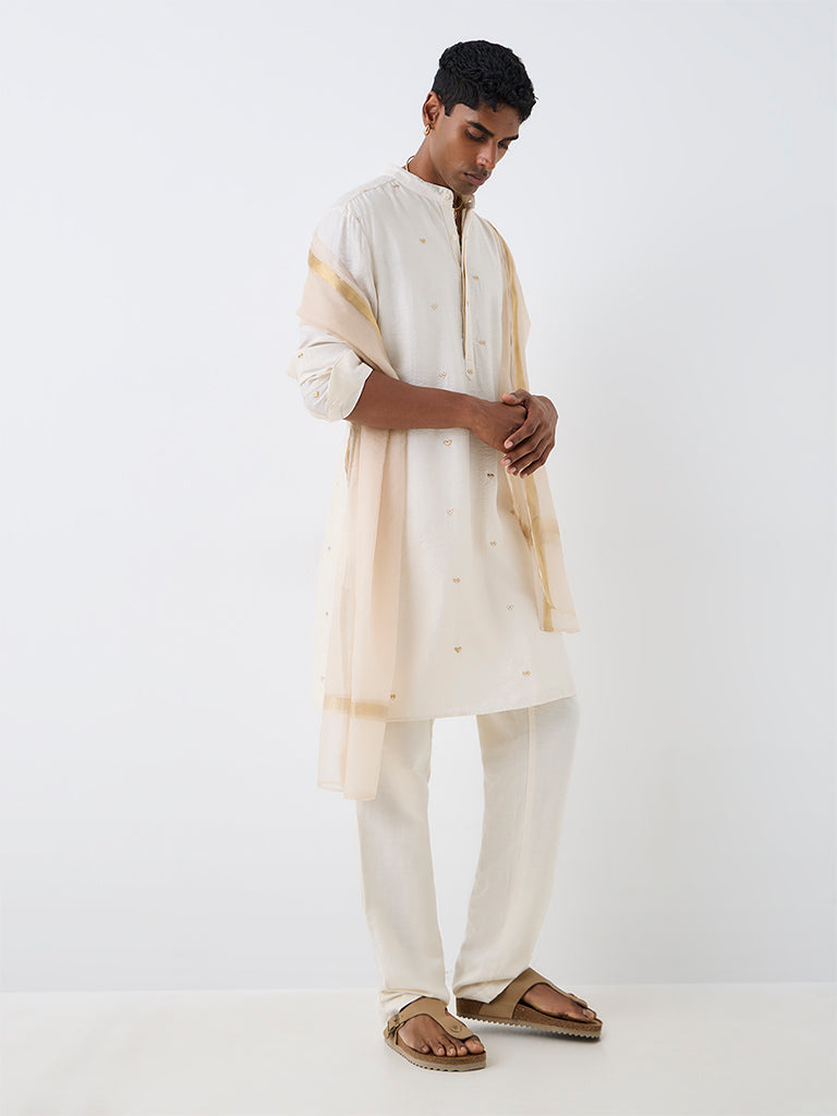 Kala by ETA Off-White Embroidered Relaxed-Fit Kurta