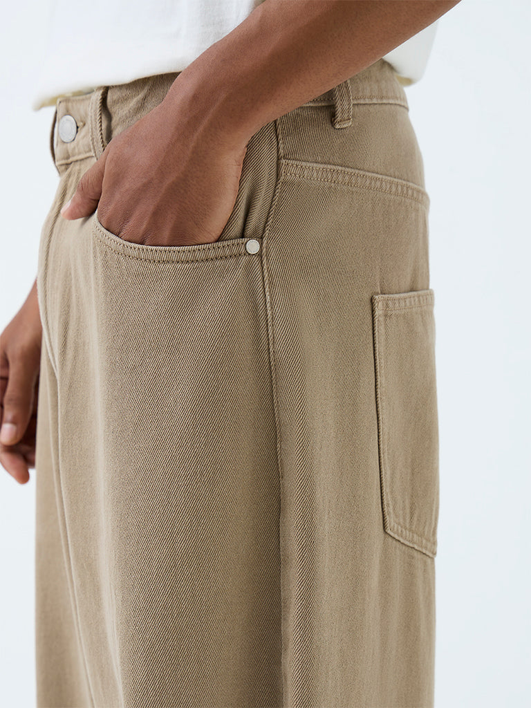 Nuon Dark Taupe Skater-Fit Mid-Rise Jeans
