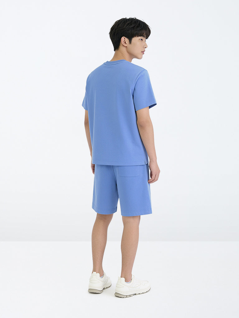 Boys Blue Pocket-Detail Cotton-Blend T-Shirt and Shorts Set