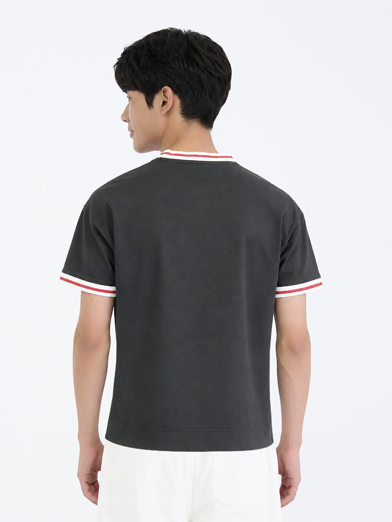 Boys Black Numerical Printed T-Shirt