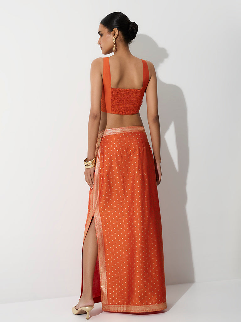 Vark Orange Printed Skirt