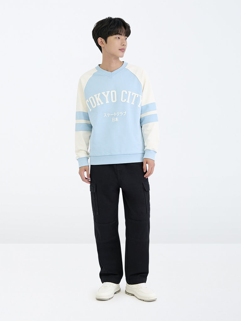 Boys Black Cargo-Style Mid-Rise Relaxed Fit Jeans