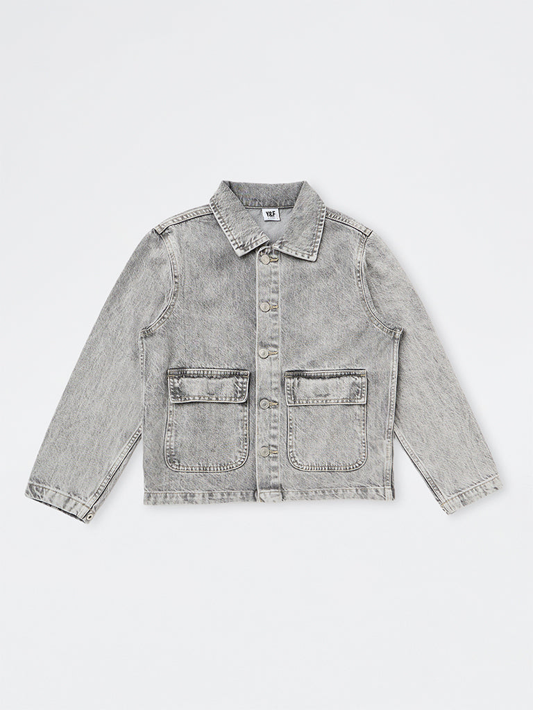 Boys Grey Washed Denim Shirt