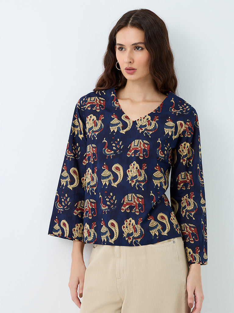 Utsa Indigo Printed Cotton Tunic