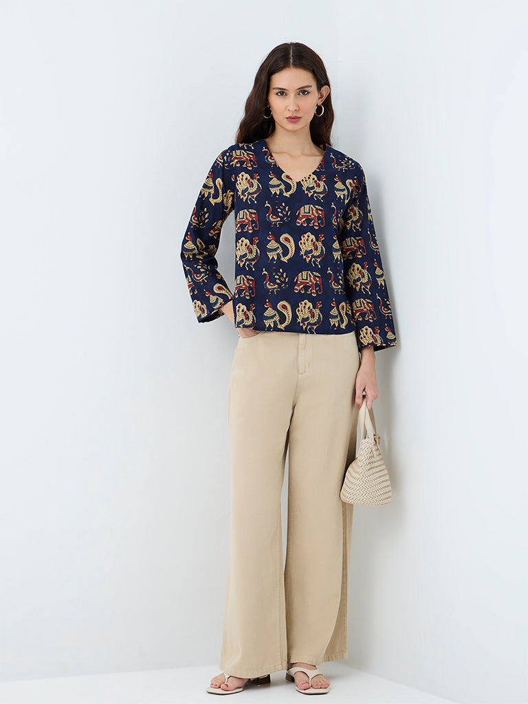 Utsa Indigo Printed Cotton Tunic