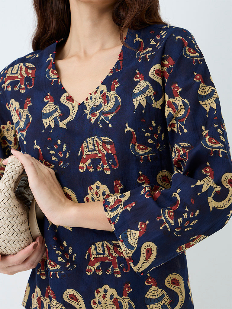 Utsa Indigo Printed Cotton Tunic