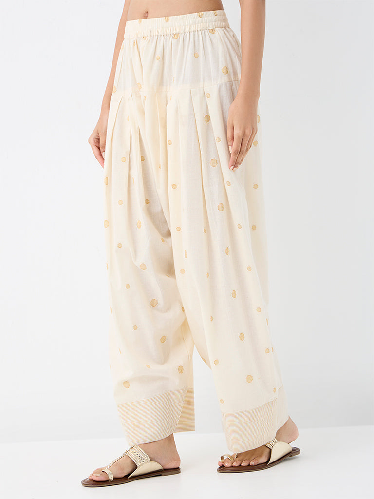 Utsa Off-White Printed Cotton Farshi Salwar