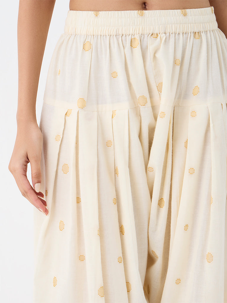Utsa Off-White Printed Cotton Farshi Salwar