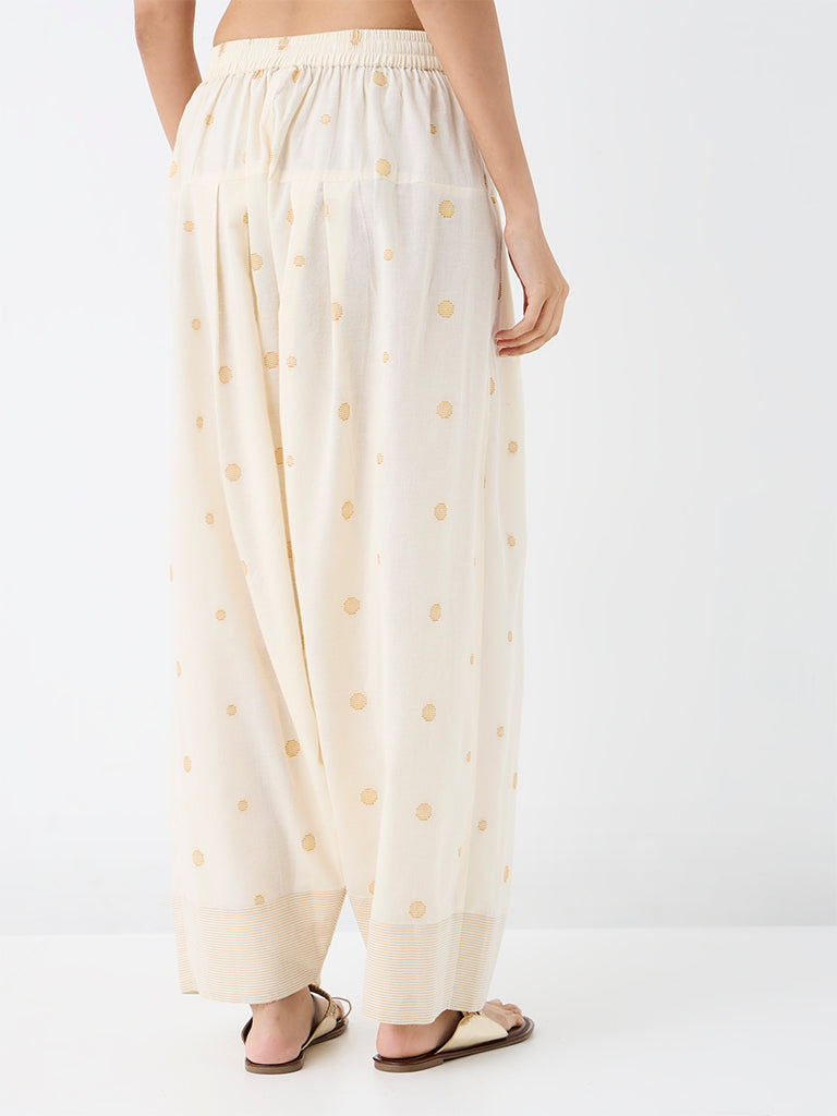Utsa Off-White Printed Cotton Farshi Salwar