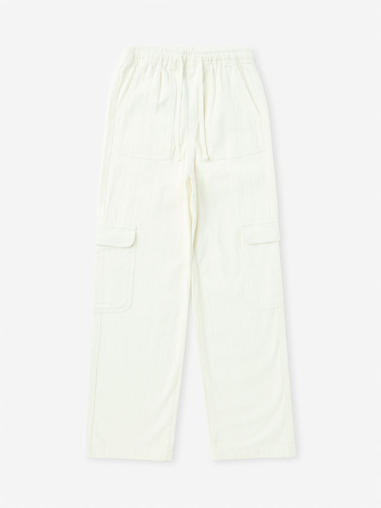Boys Off-White Cargo-Style Mid-Rise Cotton Pants