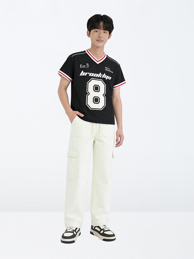 Boys Off-White Cargo-Style Mid-Rise Cotton Pants